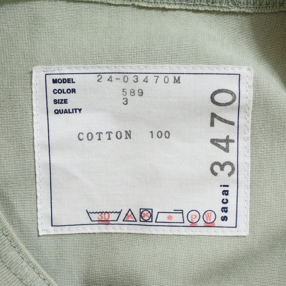 Sacai (サカイ) 24SS Cotton Jersey T-Shirt コットン ジャージー 半袖