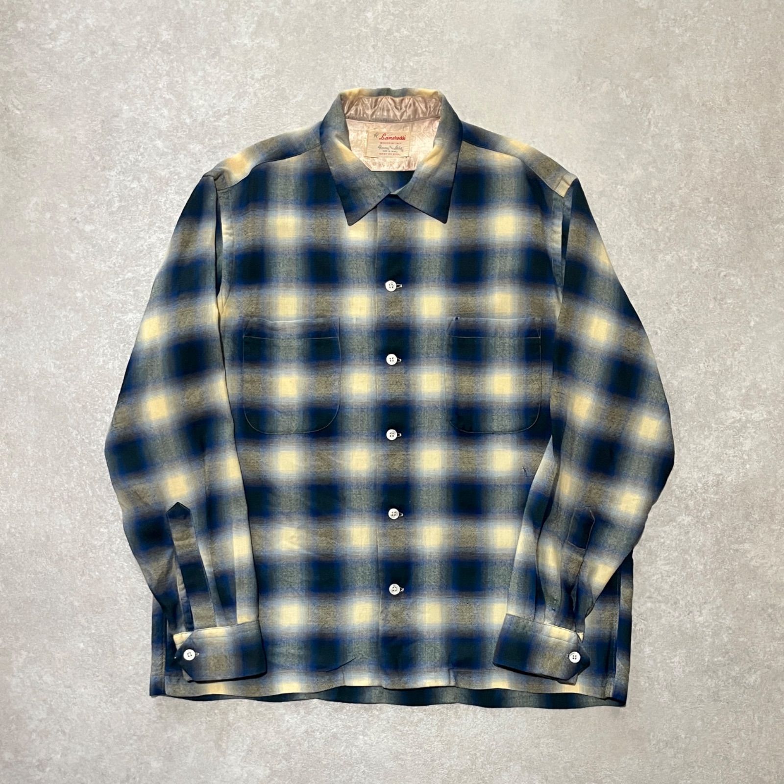 キムタク着用 50s ヴィンテージ オンブレ ブルー チェック シャツ 木村