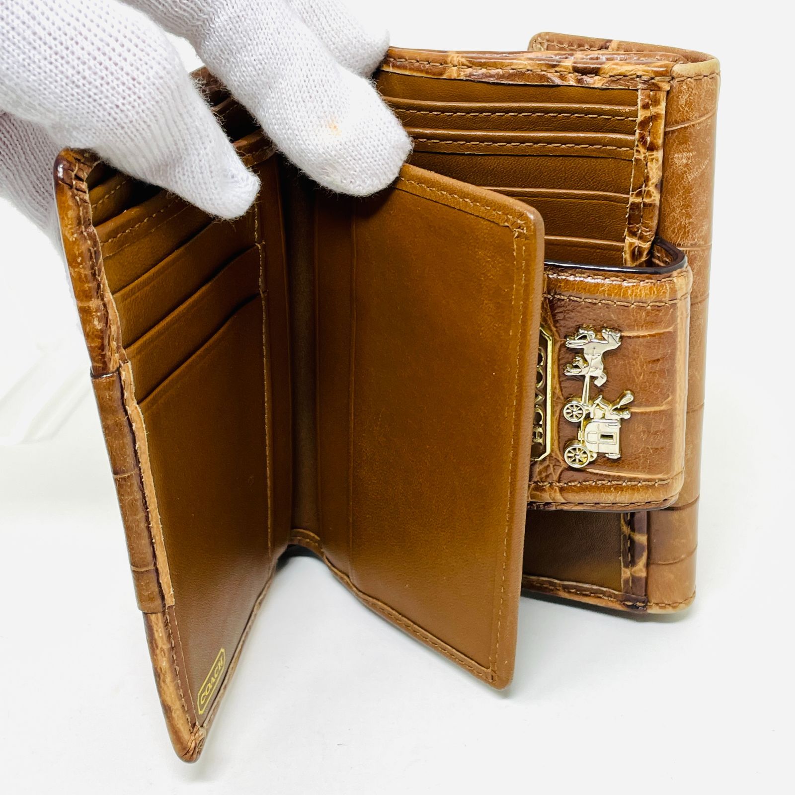 コーチ（COACH）クロコダイル型押し レザー ヴィンテージデザイン 二