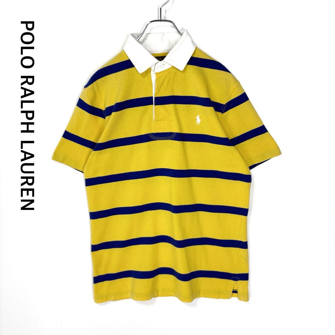 ポロラルフローレン 半袖 ラガーシャツ 太ボーダー ポニー刺繍 Sサイズ