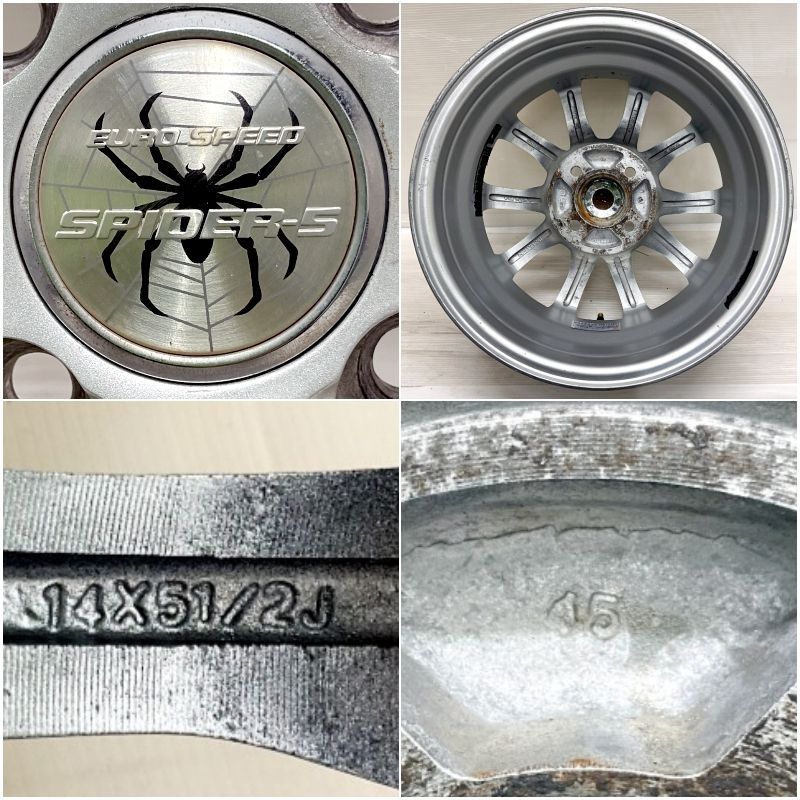 中古 14インチ アルミ Euro speed SPIDER-5 4本セット ヴィッツ 中古 14インチ アルミ Euro speed SPIDER-5 4本セット ヴィッツ