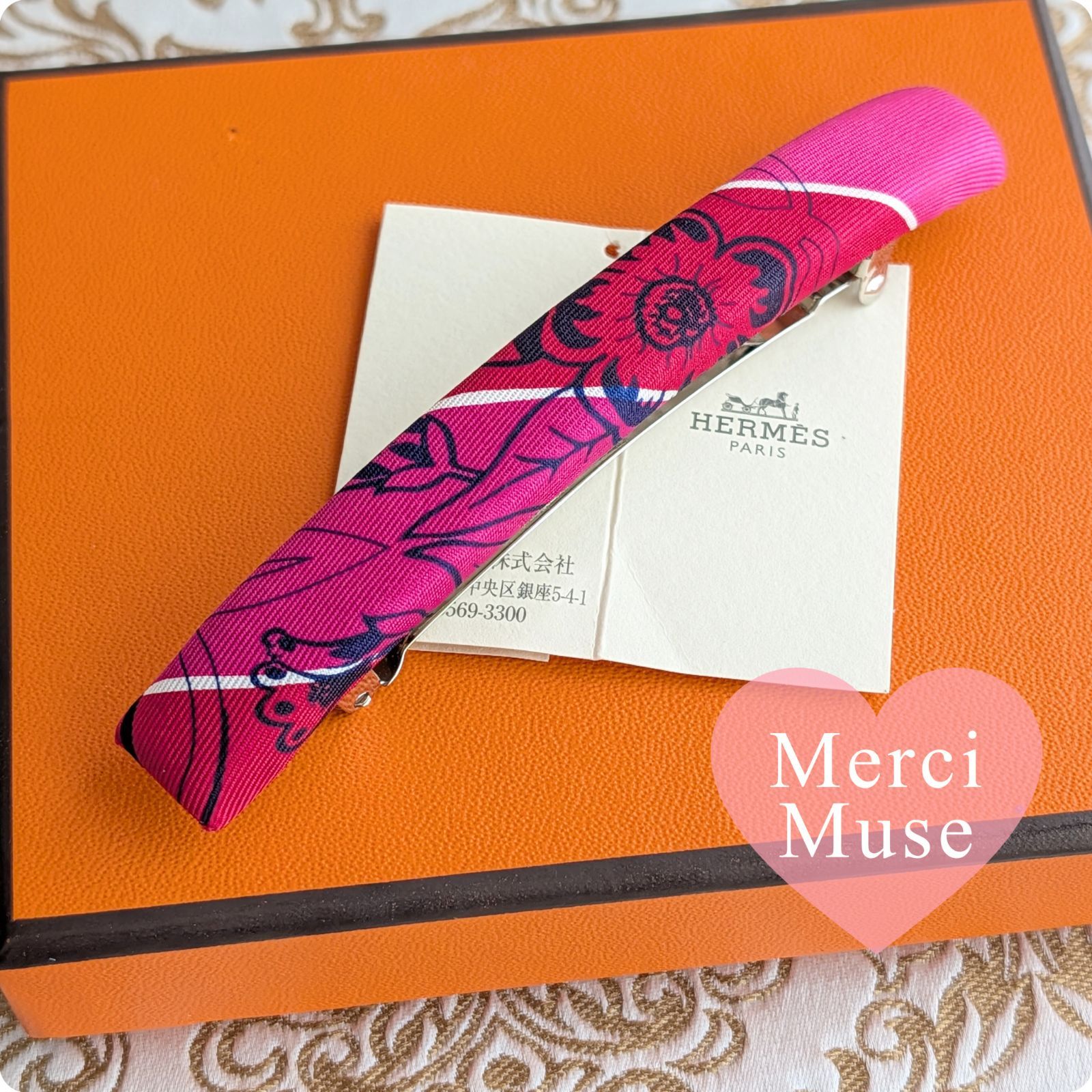 ❤未使用品❤エクリプスバレッタ ピンクxシルバー金具 エルメス 髪飾り MerciMuse メルシーミューズ