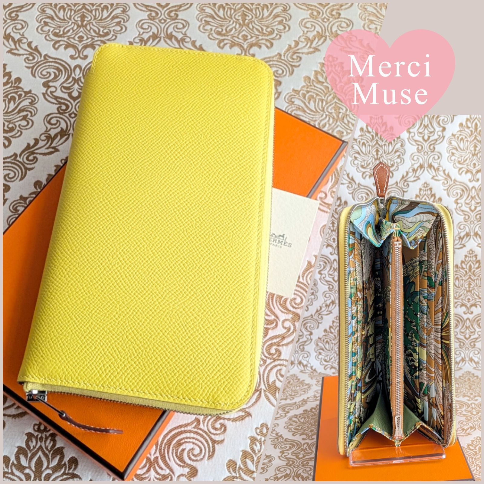 ❤未使用品❤アザップロング シルクイン ライム エプソン エルメス D刻印 長財布 MerciMuse メルシーミューズ