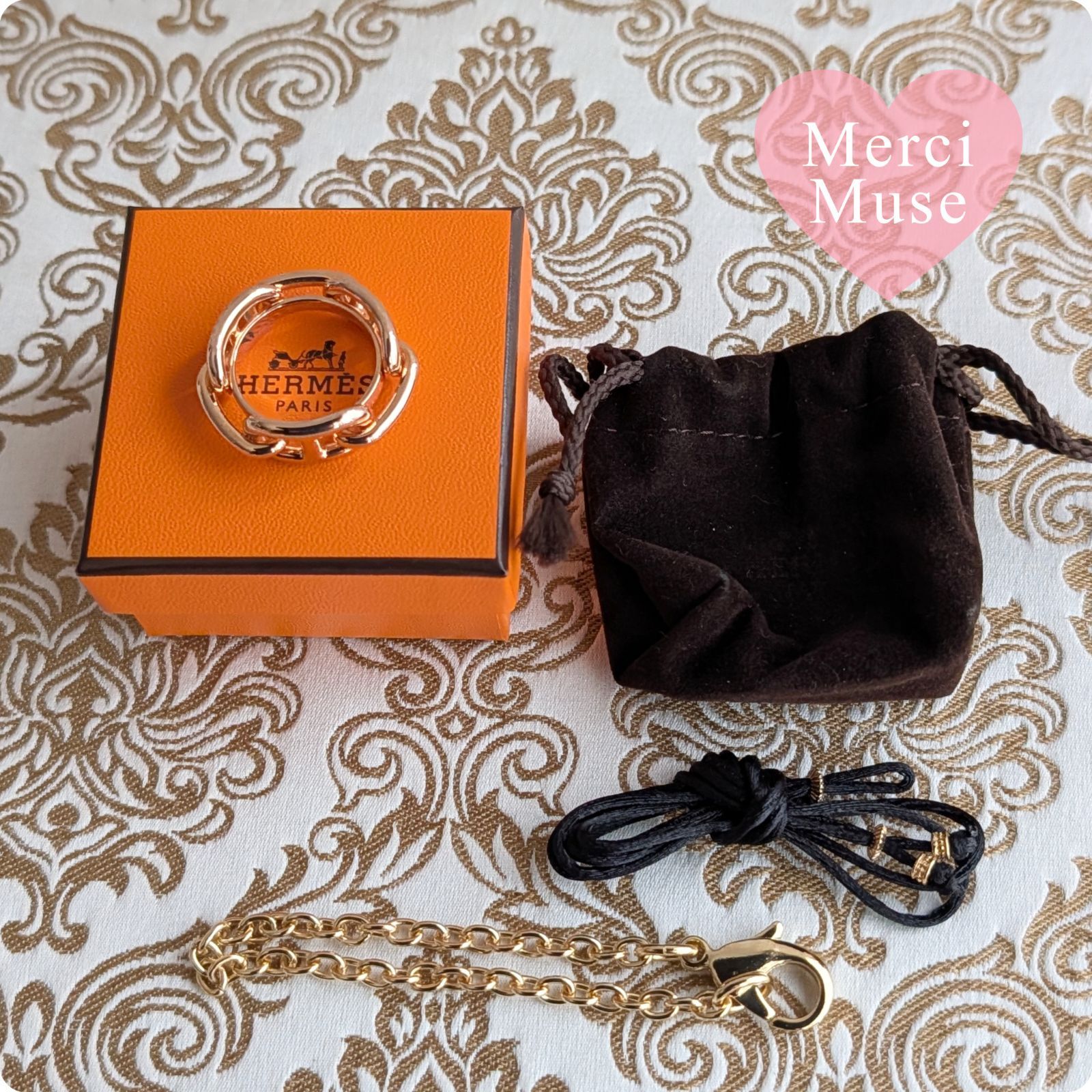 ❤未使用品❤レアカラーのスカーフリング シェーヌダンクル ピンク