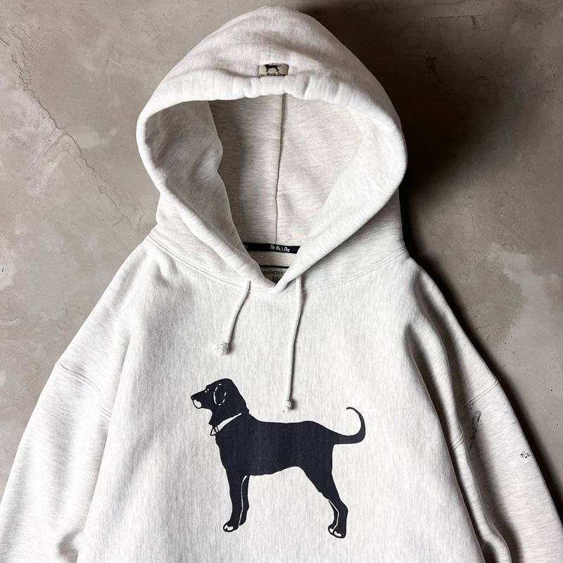 00s The Black Dog ドッグ プリント スウェット フード パーカー XL