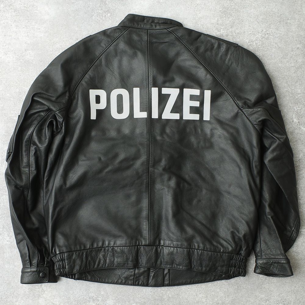 ドイツ警察 POLIZEI 実物 ポリスマン レザージャケット ブラック 