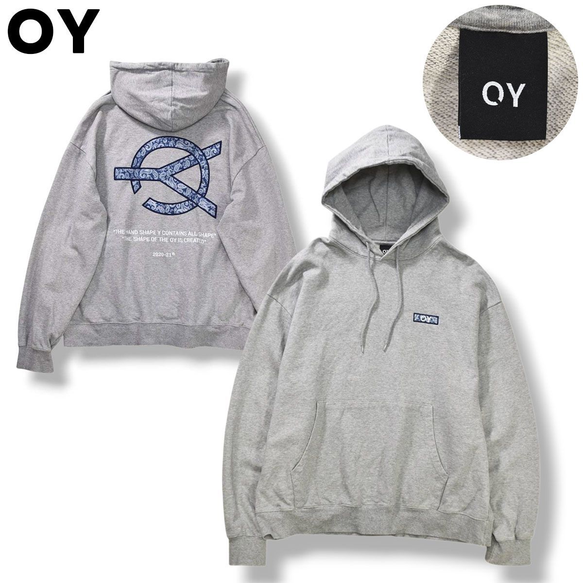 人気】 韓国製 オーワイ OY ペイズリー ロゴ フーディー パーカー 