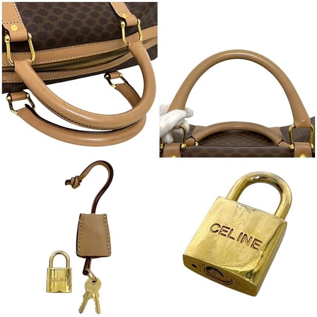 セリーヌ ボストンバッグ ブラウン マカダム 美品 PVC レザー 中古