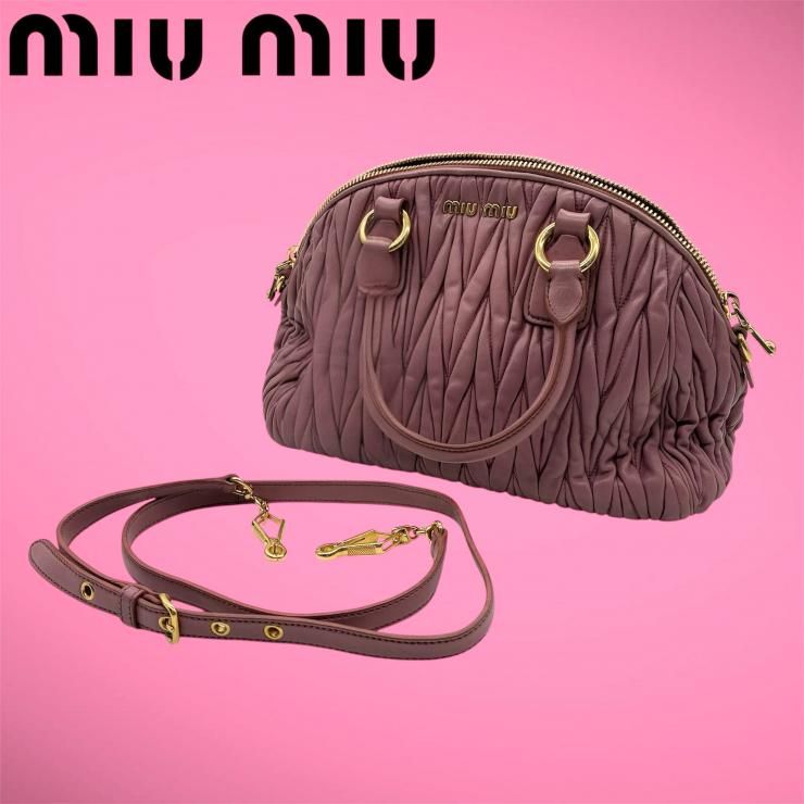 MIUMIU ミュウミュウ ショルダーバッグ マテラッセ レザー ピンク 2way