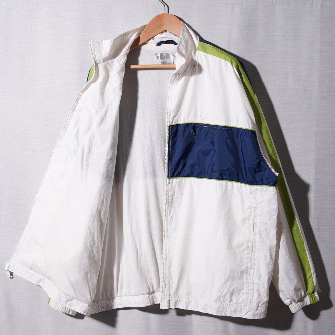 ナイキ NIKE ナイロンジャケット XL ホワイト グリーン ネイビー 00s