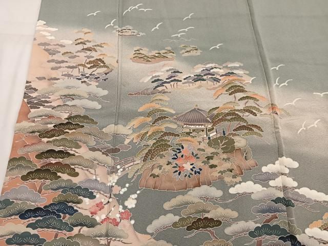 平和屋着物□高級染元 粋峰 林芳夫 京加賀友禅 色留袖 風景花文 平和屋着物□高級染元 粋峰 林芳夫 京加賀友禅 色留袖 風景花文