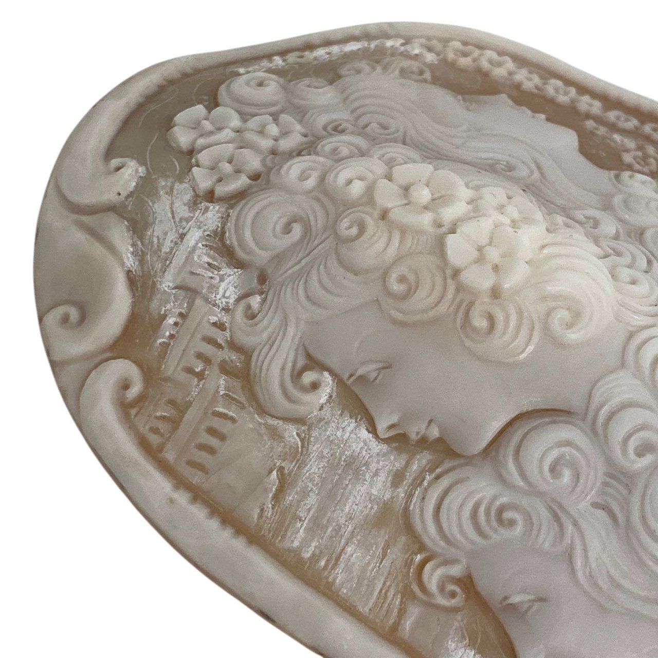 カメオ/ルース/シェルカメオ/特大/約100.0mm×80.0mm/貴婦人/少女