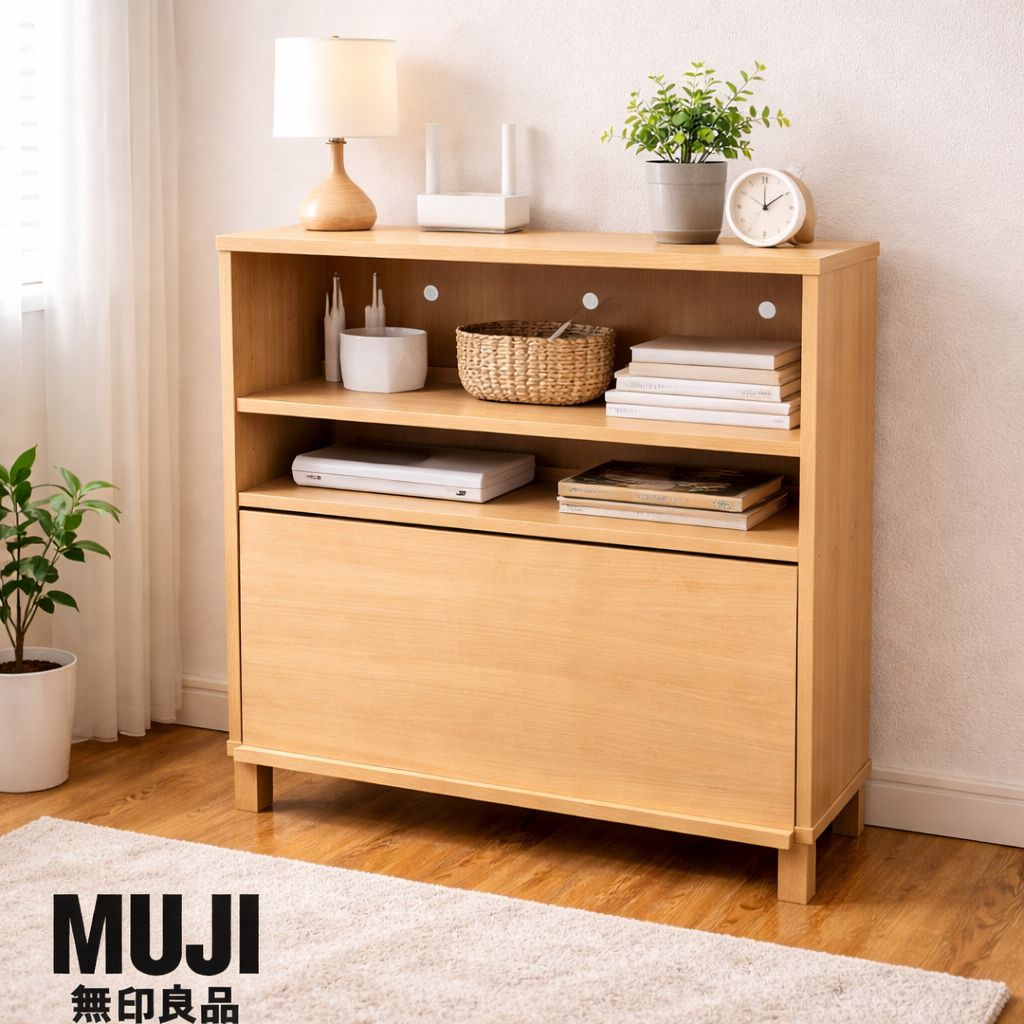 美品】無印良品 MUJI 木製キャビネット / AVラック / 収納棚