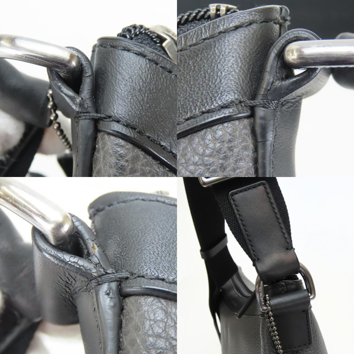 中古】 コーチ ショルダーバッグ F71431 レザー ダークグレー ブラック 