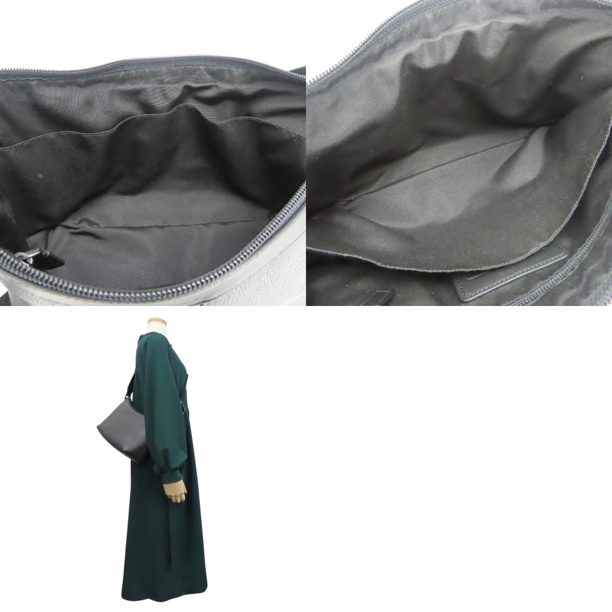 中古】 コーチ ショルダーバッグ F71431 レザー ダークグレー ブラック 