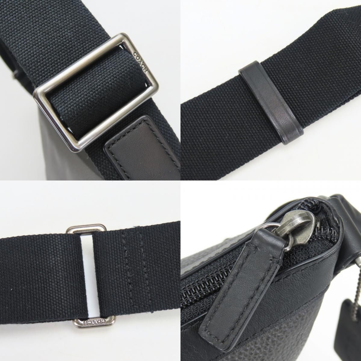 中古】 コーチ ショルダーバッグ F71431 レザー ダークグレー ブラック 