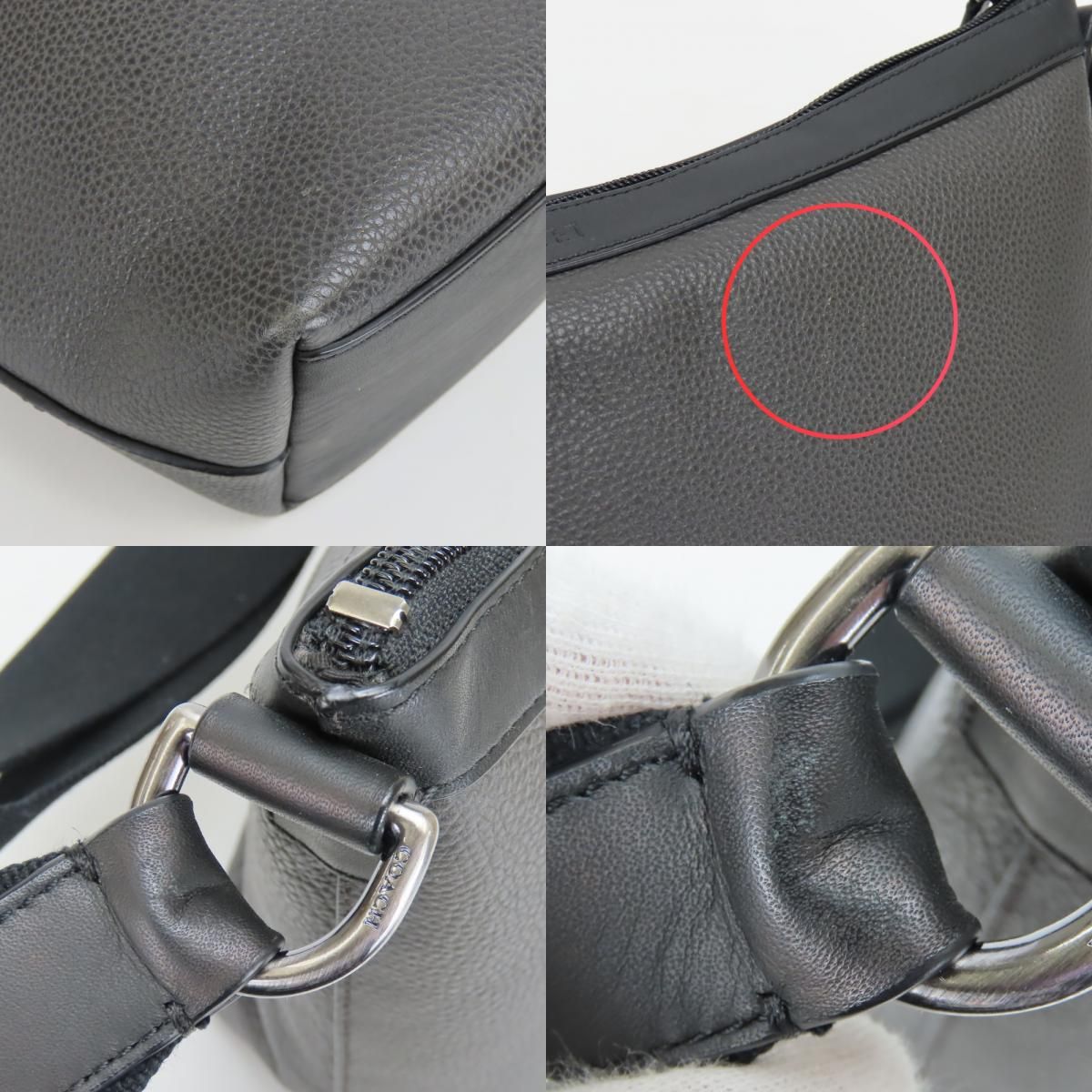 中古】 コーチ ショルダーバッグ F71431 レザー ダークグレー ブラック 