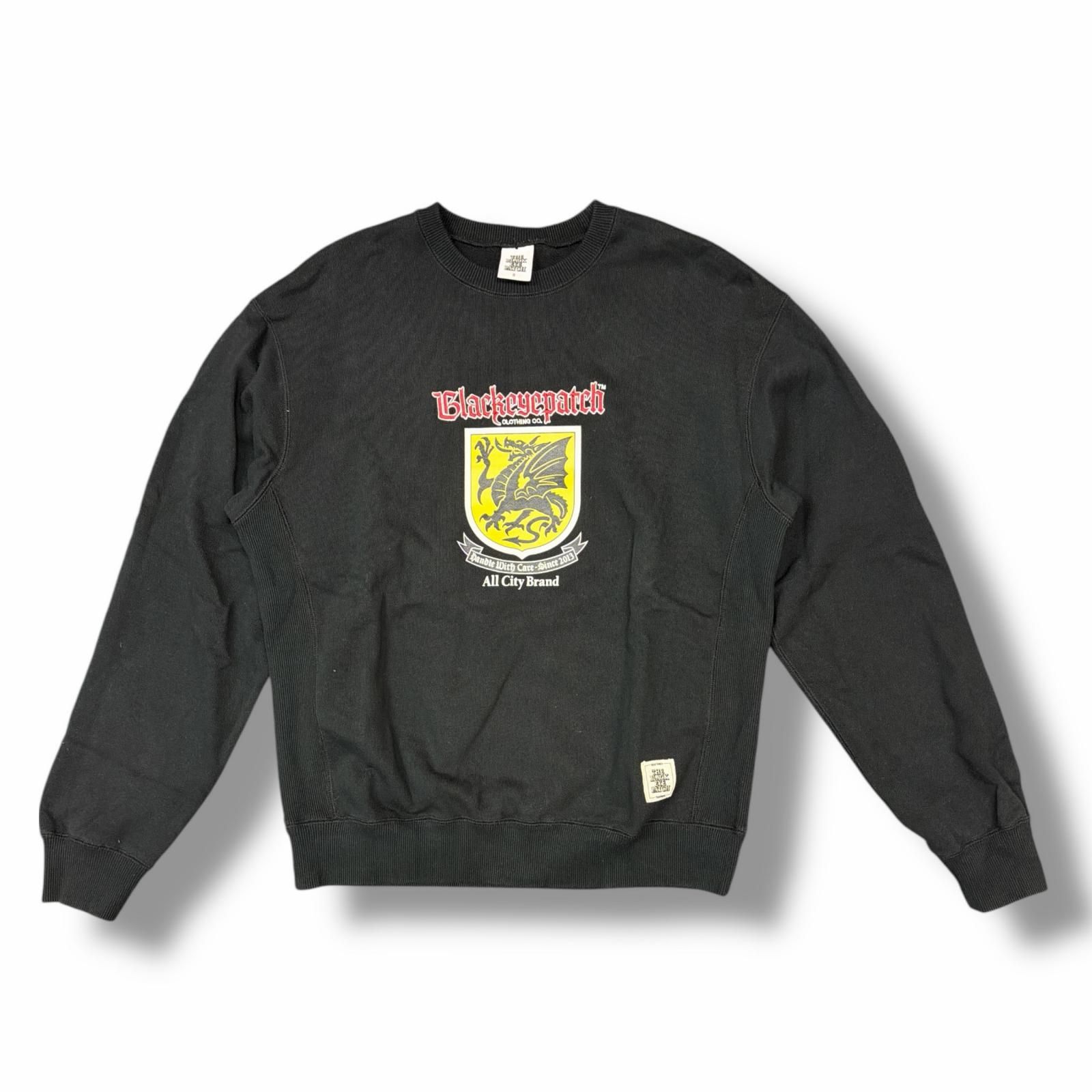 BlackEyePatch HERALDIC DRAGON CREW SWEAT ヘラルディックドラゴンクルーネックスウエット トレーナー ブラックアイパッチ ブラック S （10125M） BlackEyePatch HERALDIC DRAGON CREW SWEAT ヘラルディックドラゴン
