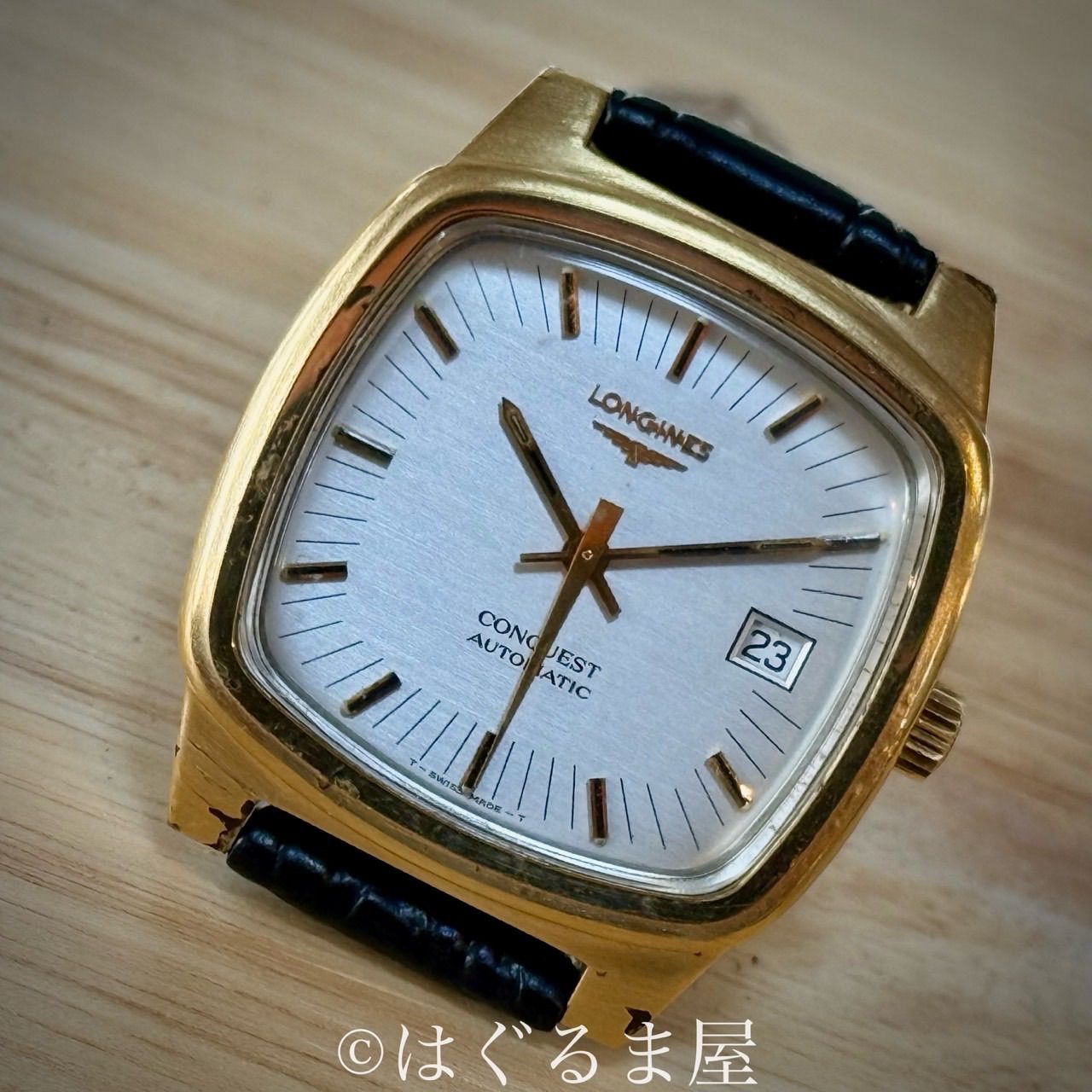 1970年代製造 ロンジン コンクエスト 金貼ケース自動巻 メンズウォッチOH済 1970年代製造 ロンジン コンクエスト 金貼ケース自動巻 メンズウォッチ