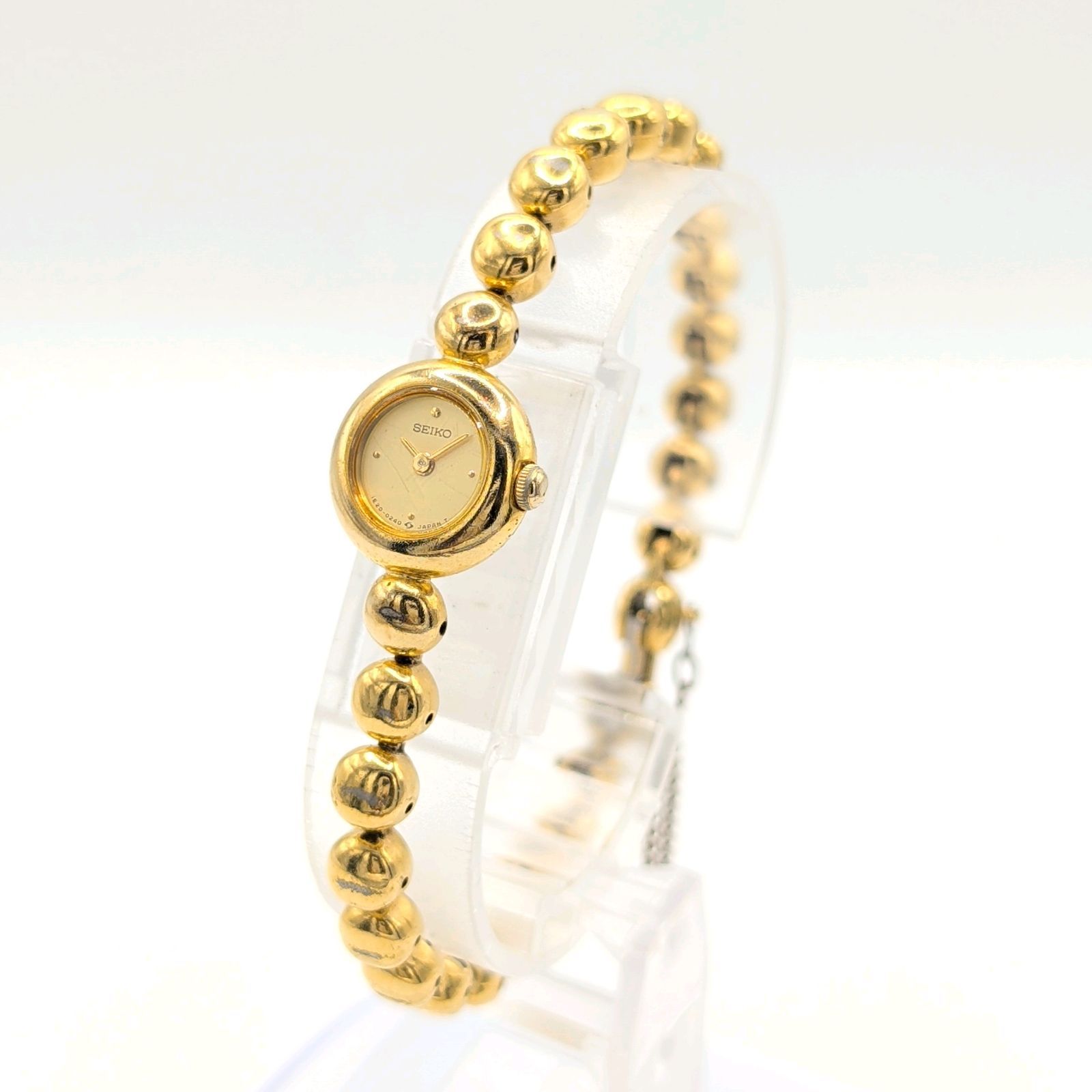SEIKO 1E20-0070 Bracelet watch Watch Ladies Quartz Round Gold Y2K