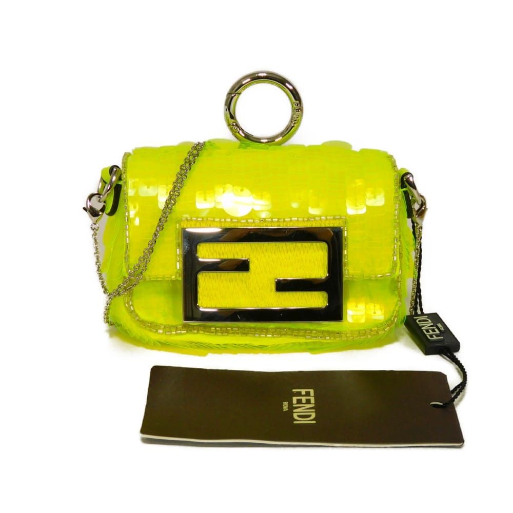 FENDI フェンディ ナノ バゲット ポーチ チャーム スパンコール ビーズ