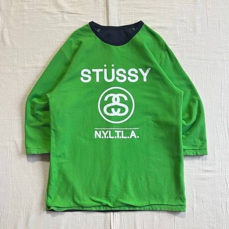 00s OLD STUSSY ラグランTシャツ グリーン ブラウン 00s STUSSY 