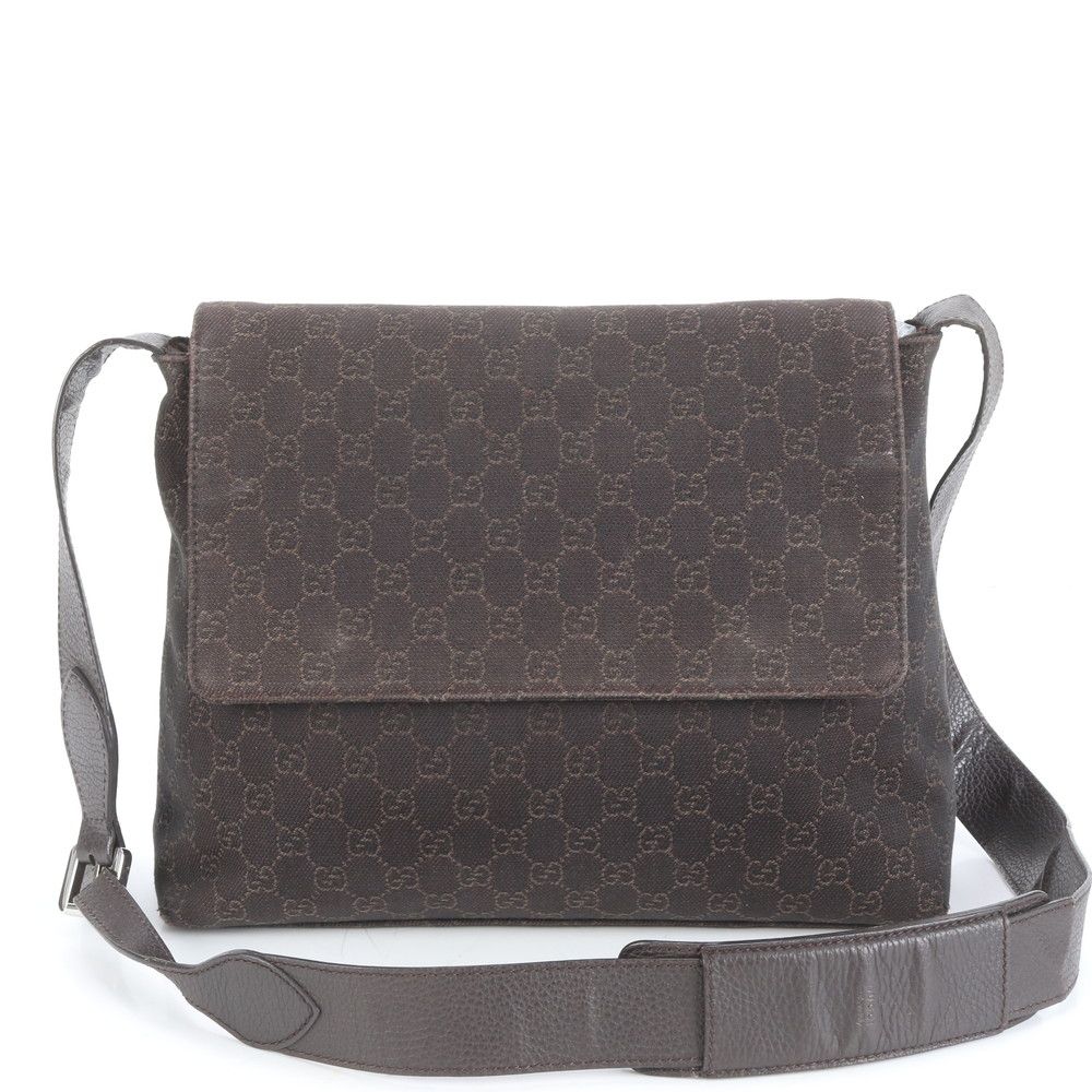 極美品 グッチ GG キャンバス レザー ショルダーバッグ 斜め掛け