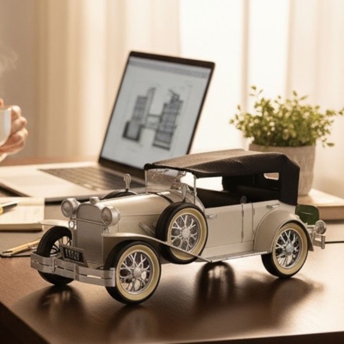  ブリキ クラシックカー 白 ホワイト アンティーク レトロ コレクション ヴィンテージ カフェ プレゼント ギフト 敬老の日 父の日 31361-7438 ミニチュア雑貨 置物 インテリア小物