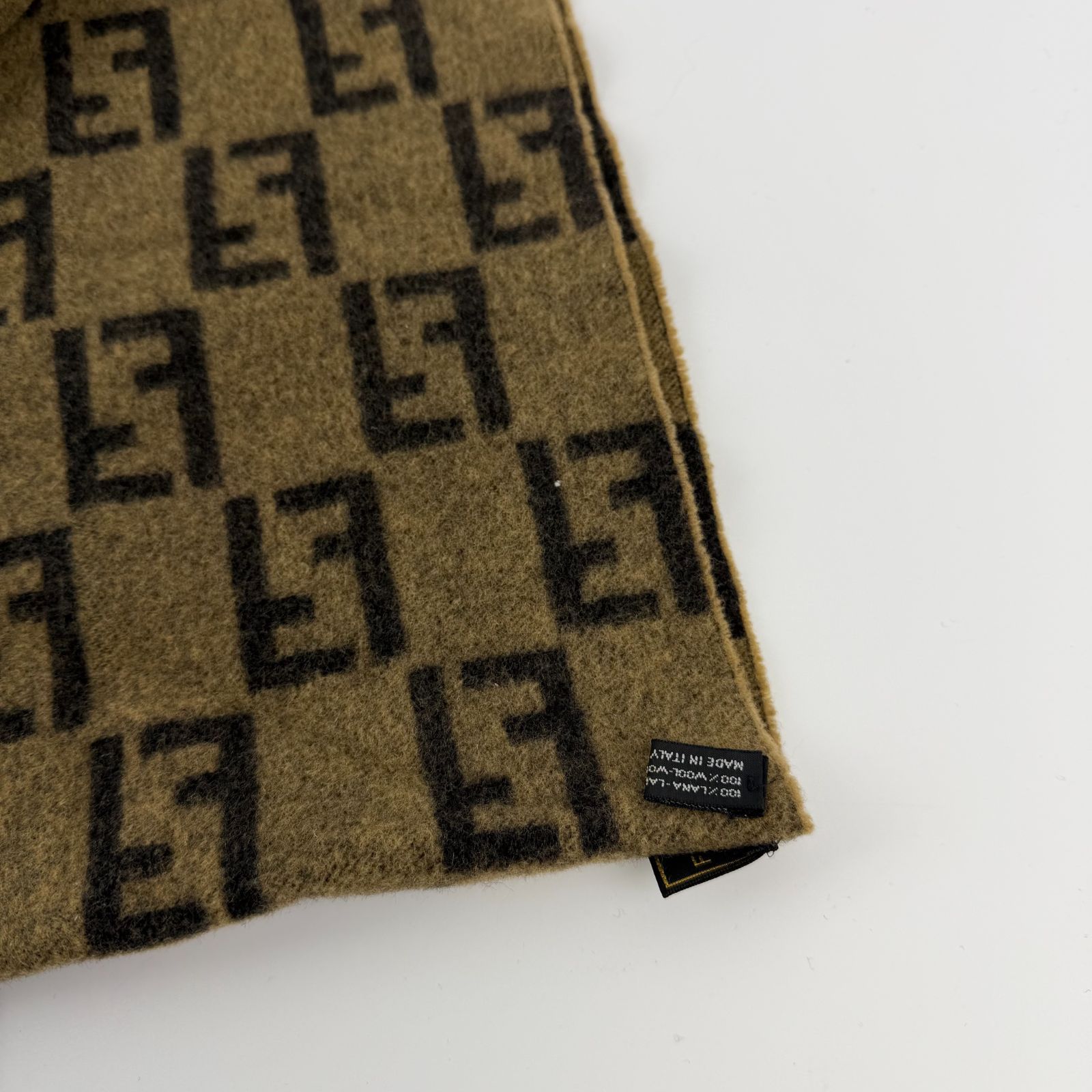 中古】FENDI フェンディ マフラー ブラウン ウール ヴィンテージ 