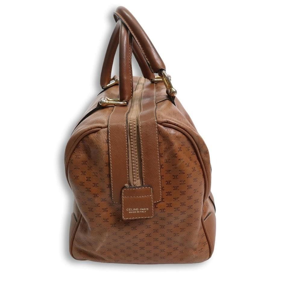 90s】CELINE セリーヌ ボストンバッグ 茶 トリオンフ マカダム 本革