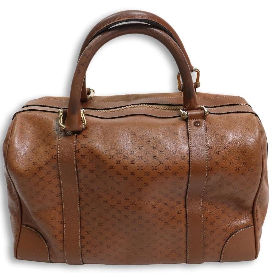 90s】CELINE セリーヌ ボストンバッグ 茶 トリオンフ マカダム 本革