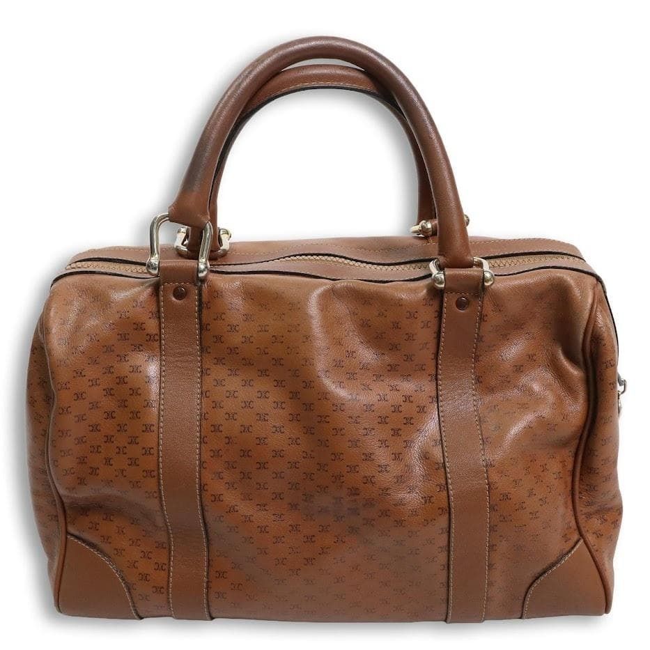 90s】CELINE セリーヌ ボストンバッグ 茶 トリオンフ マカダム 本革