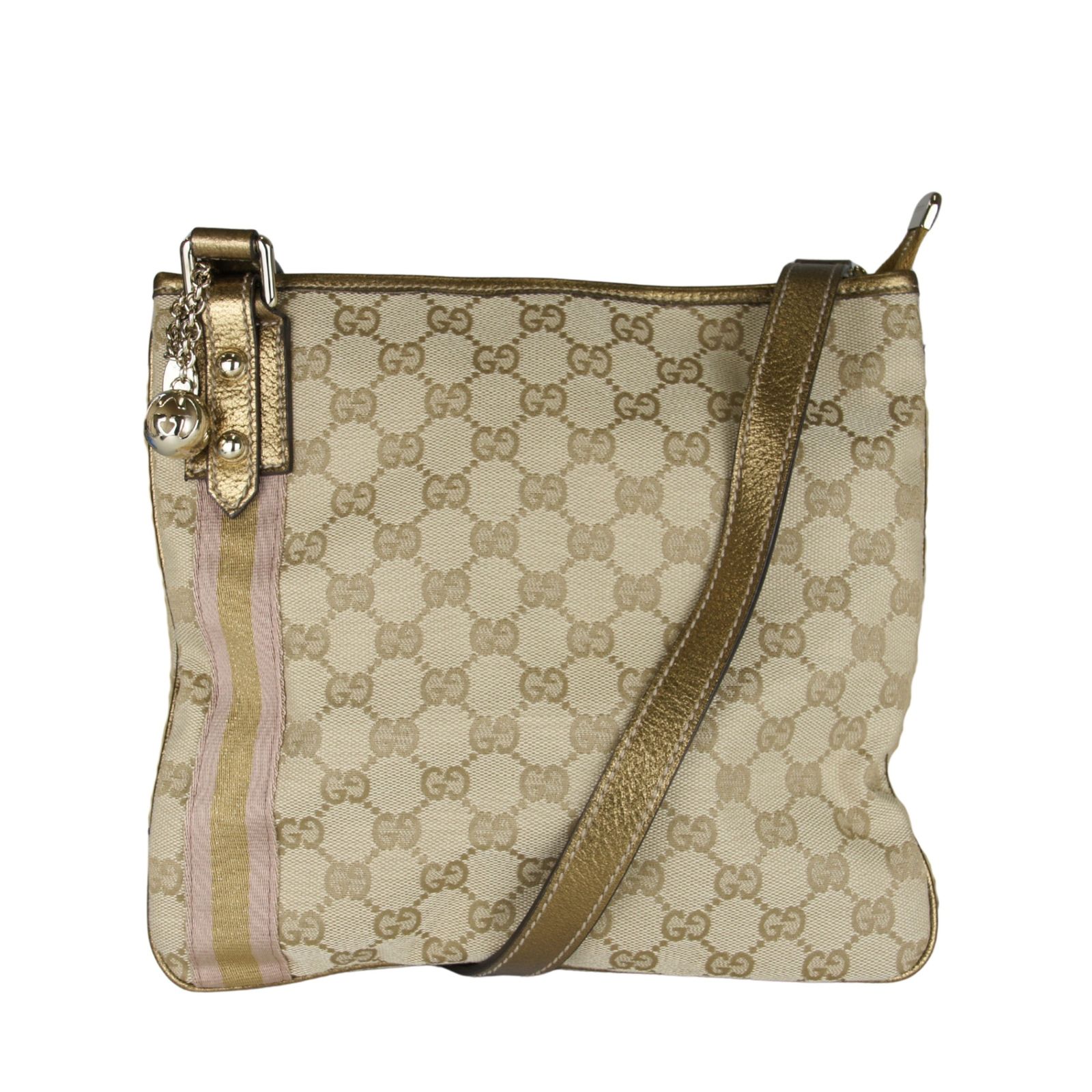 グッチ GUCCI ショルダーバッグ 144388 GG柄，シェリー(ウェブ) レザー 