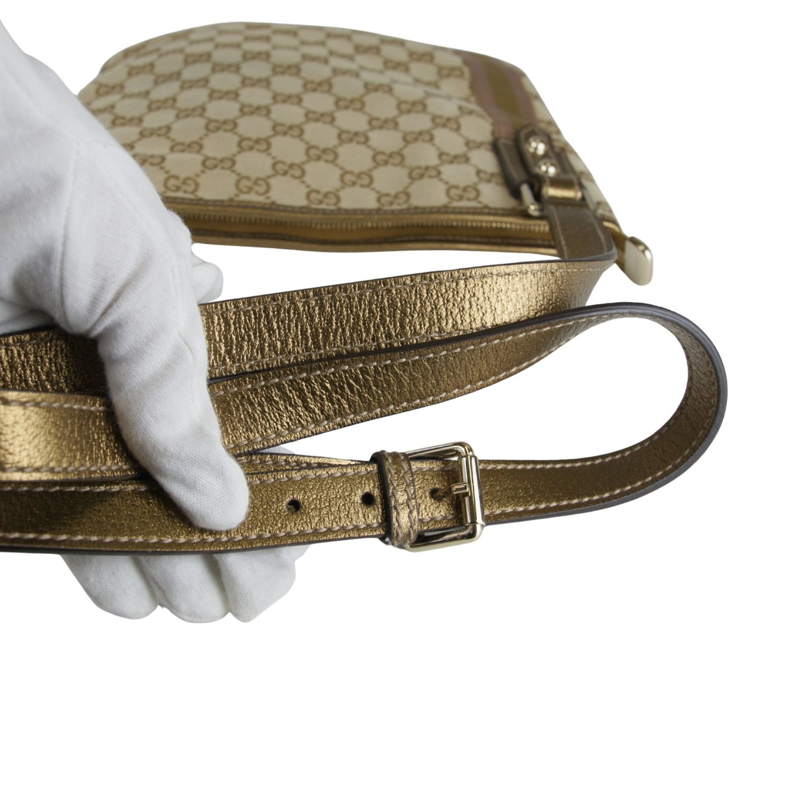 グッチ GUCCI ショルダーバッグ 144388 GG柄 ジャガード×レザー ピンク 