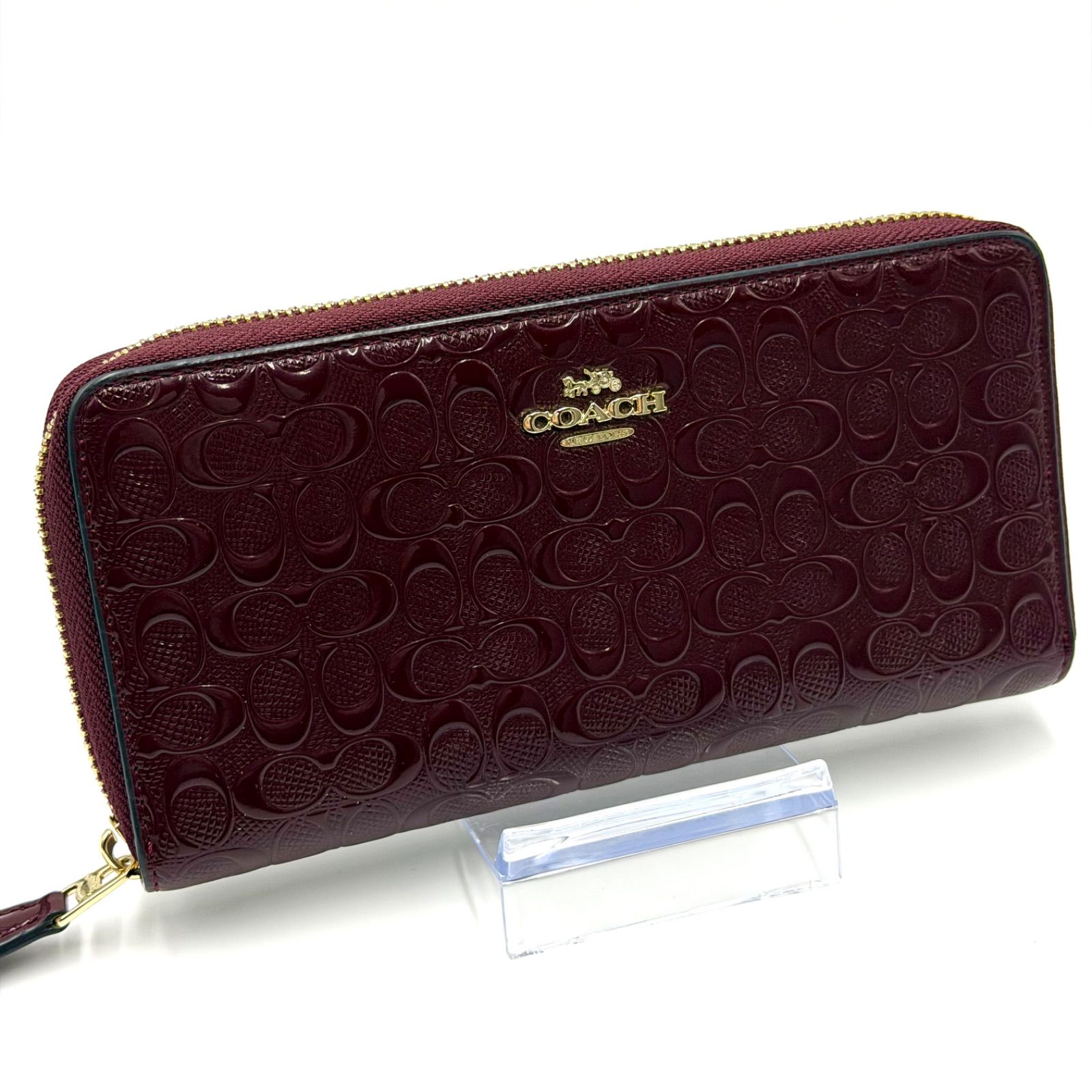 コーチ COACH シグネチャー エンボス 長財布 ラウンドファスナー お 