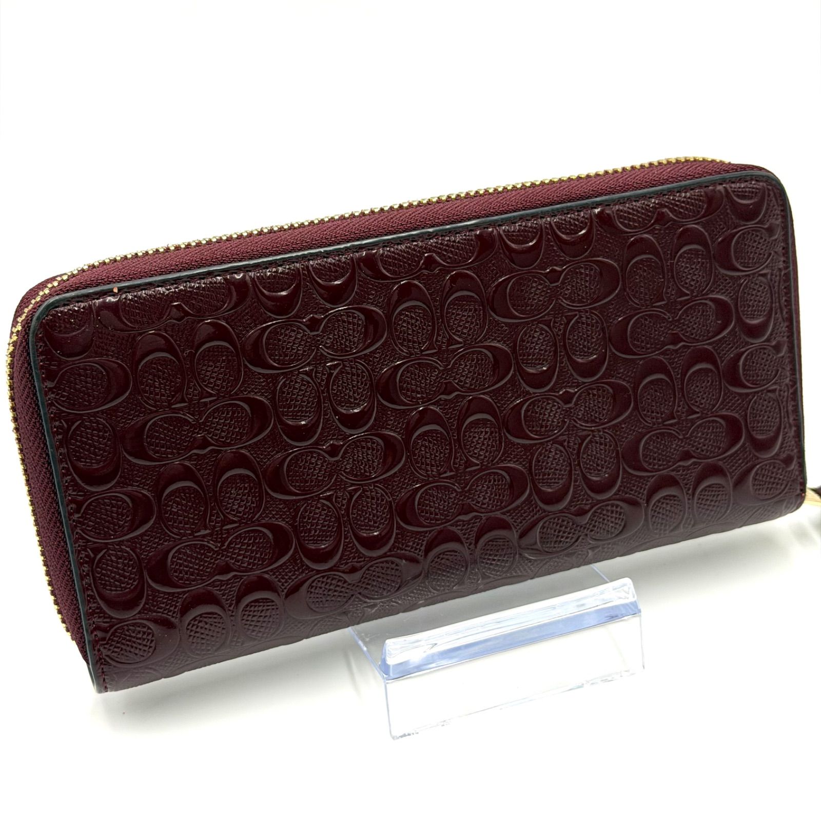 コーチ COACH シグネチャー エンボス 長財布 ラウンドファスナー お 