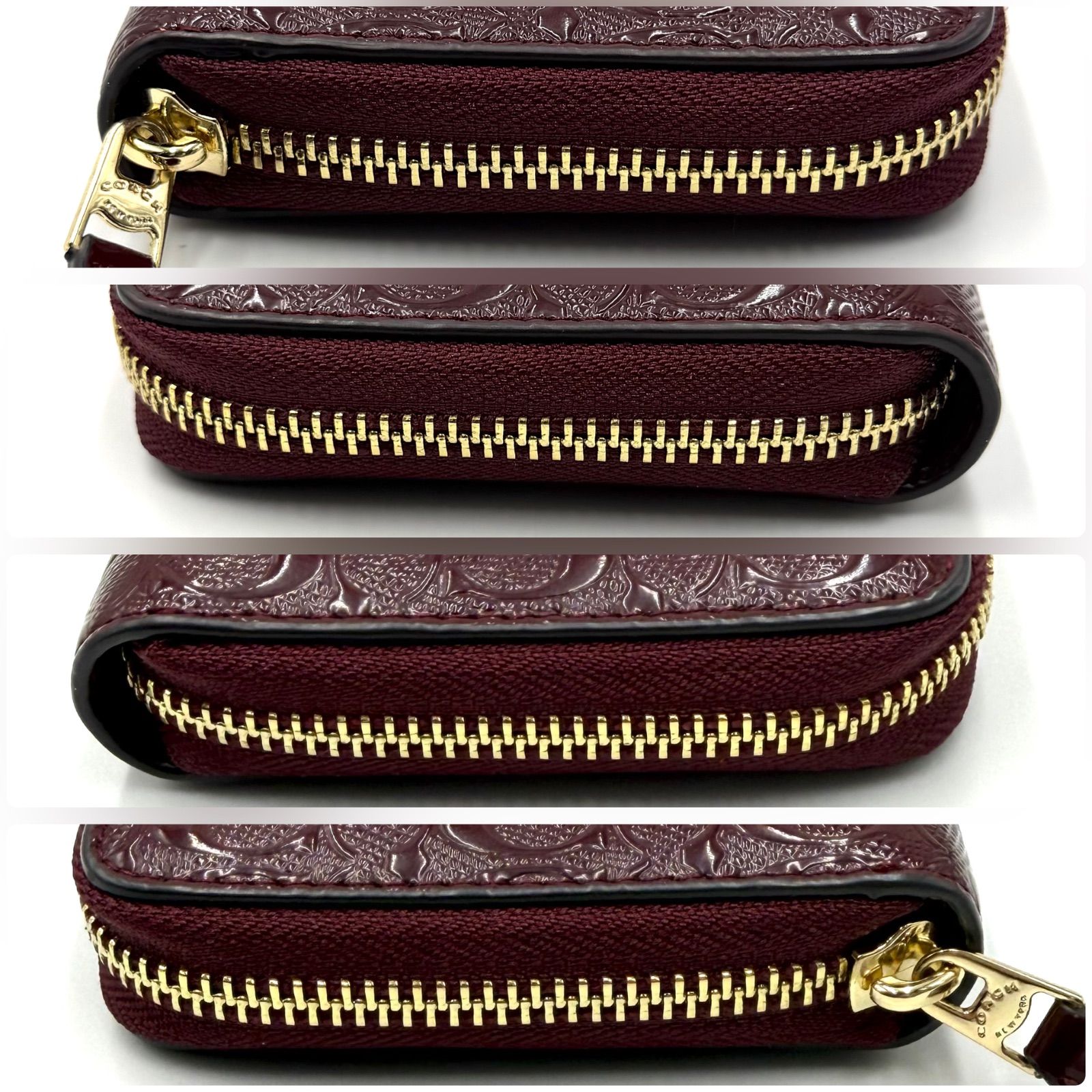 コーチ COACH シグネチャー エンボス 長財布 ラウンドファスナー お 