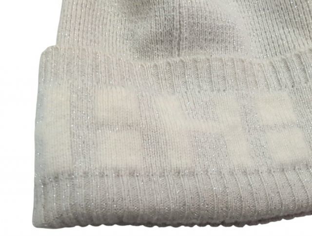 エルメス ニット帽 カシミヤ ラメ入り ホワイト Hロゴ マルジェラ期