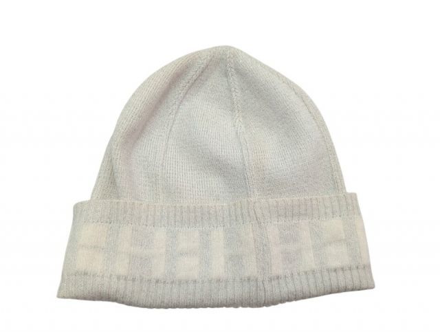 エルメス ニット帽 カシミヤ ラメ入り ホワイト Hロゴ マルジェラ期