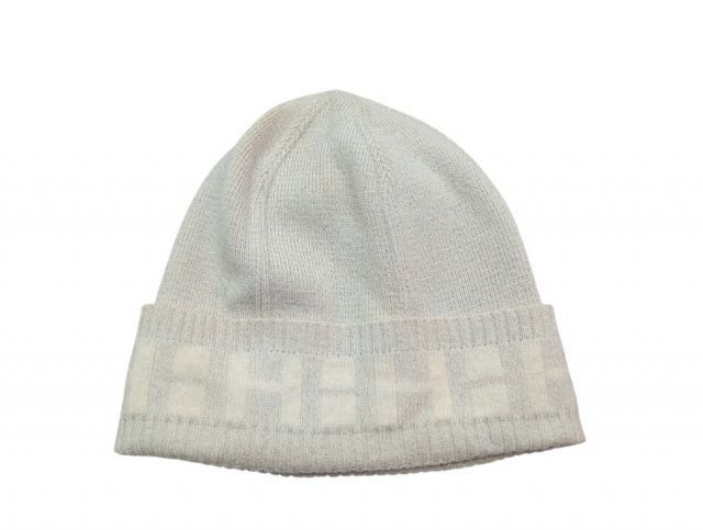 エルメス ニット帽 カシミヤ ラメ入り ホワイト Hロゴ マルジェラ期