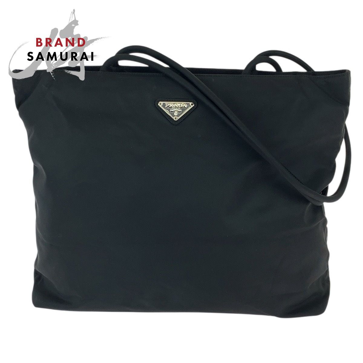 美品 PRADA プラダ テスート 三角ロゴプレート ブラック 黒 シルバー 1 