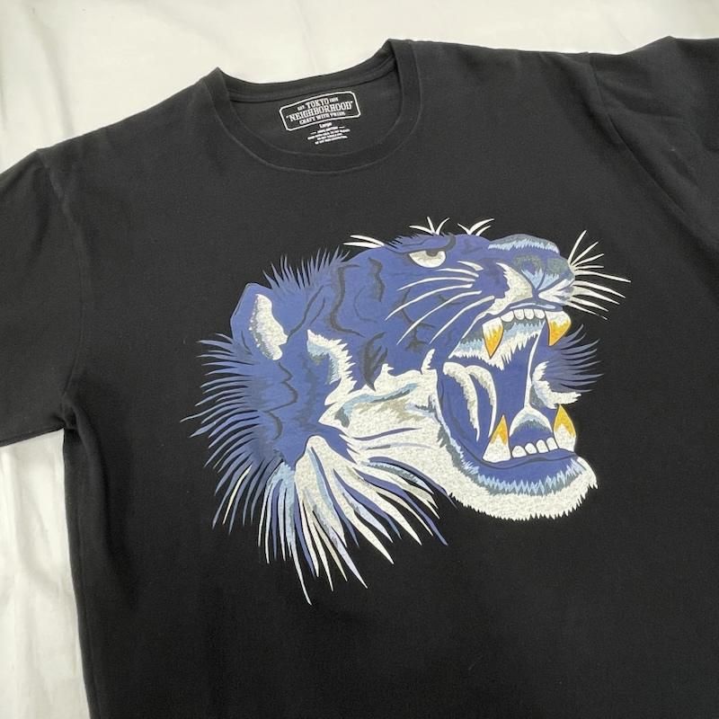 ネイバーフッド タイガー プリント 半袖 Tシャツ 青虎 ロゴ メンズ L