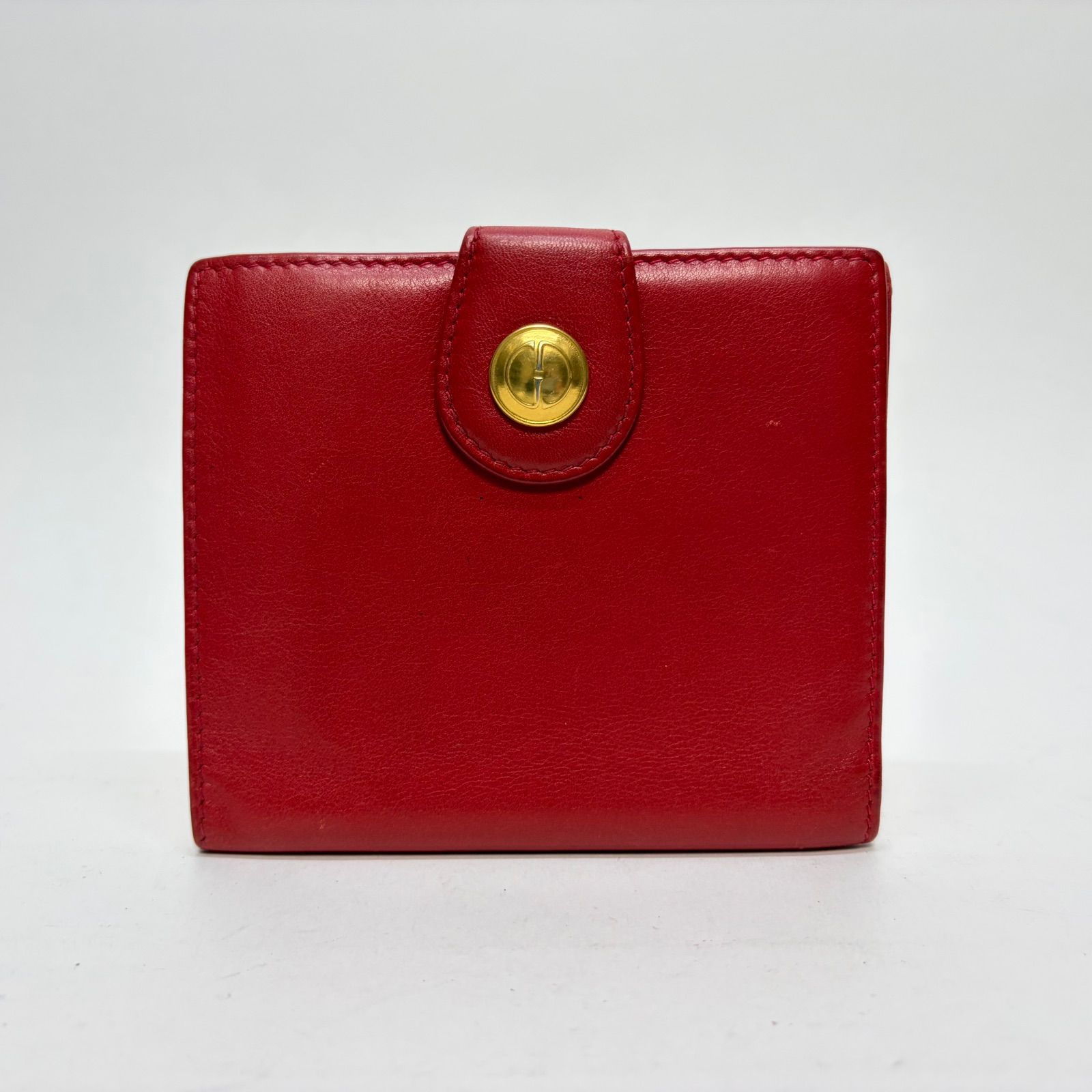 3734 GUCCI グッチ 二つ折り財布 レッド ヴィンテージ レザー W 3734 GUCCI グッチ 二つ折り財布 レッド ヴィンテージ レザー W