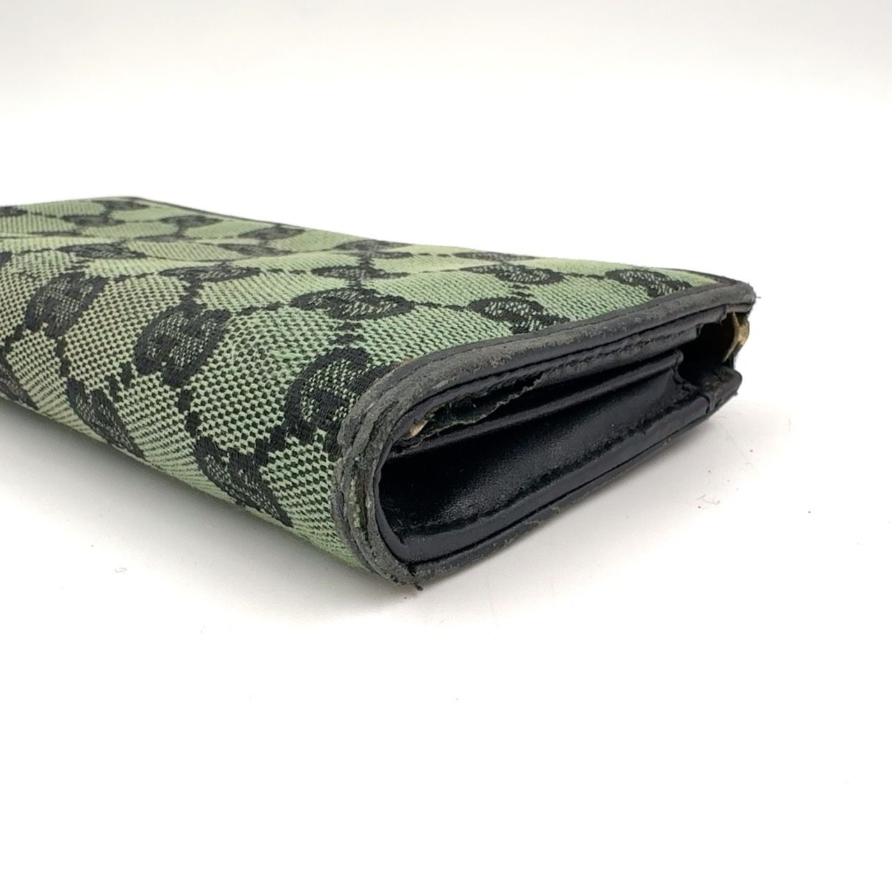 GUCCI L字ファスナー GGキャンバス 長財布 グリーン メンズ GUCCI GG 