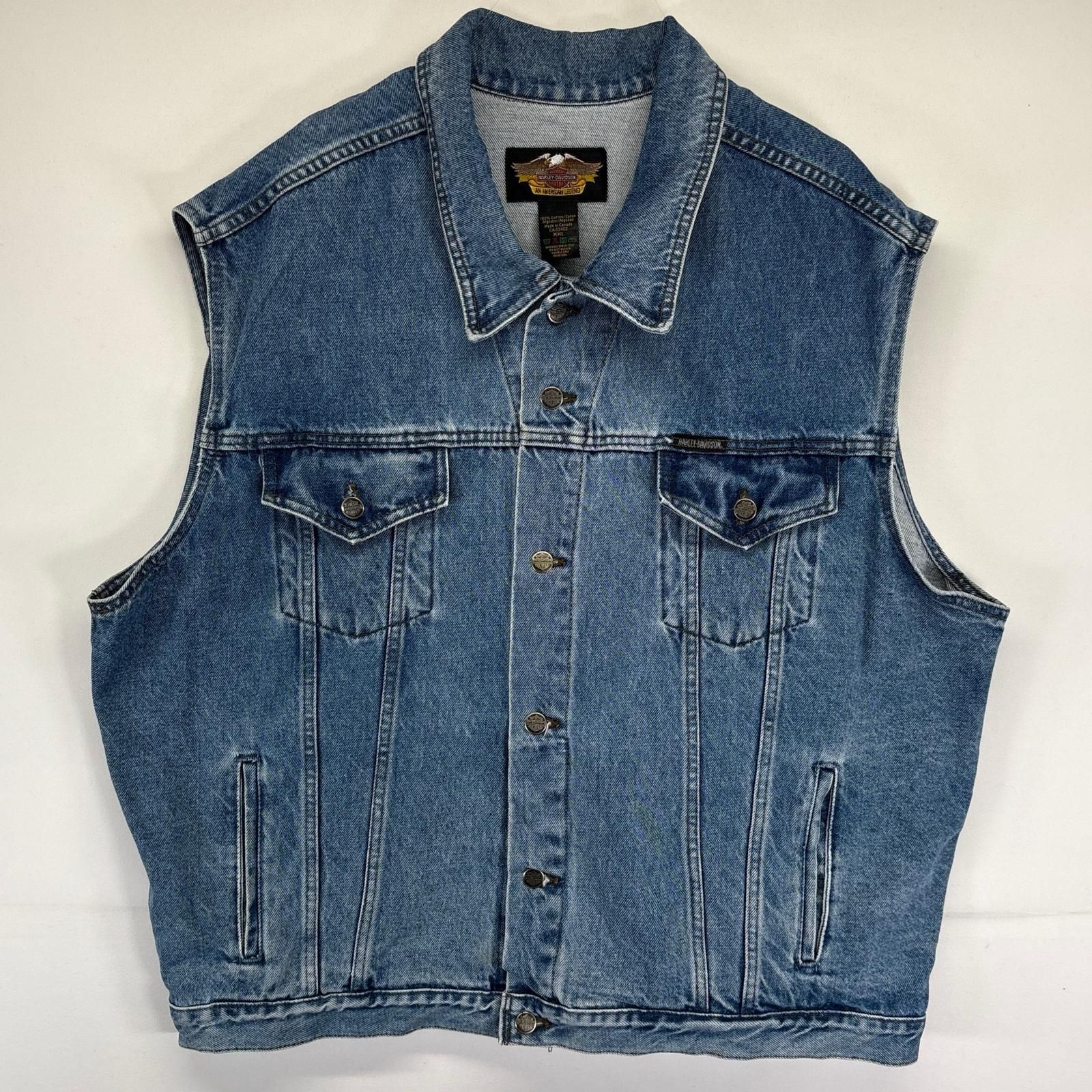 古着 ハーレーダビッドソン HARLEY DAVIDSON ベスト デニム バックロゴ