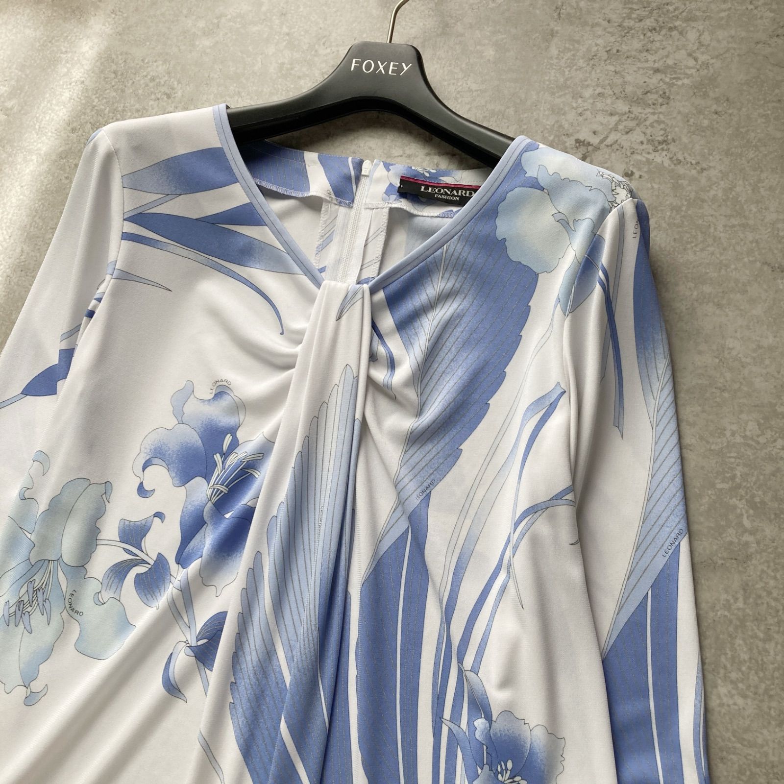 美品 LEONARD レオナール カンカン素材 チュニックワンピース ミニ 