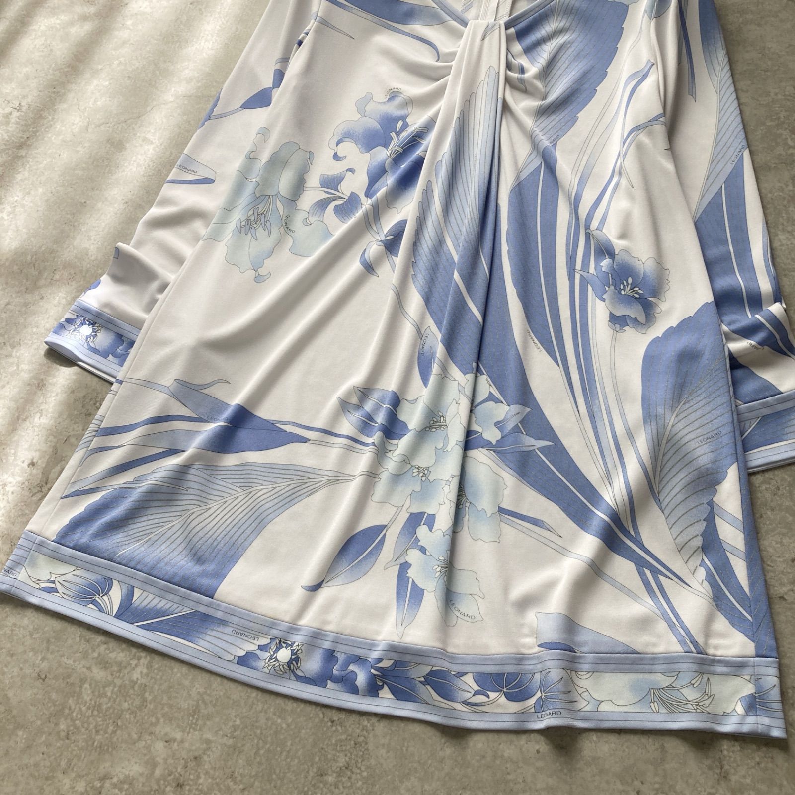 美品 LEONARD レオナール カンカン素材 チュニックワンピース ミニ