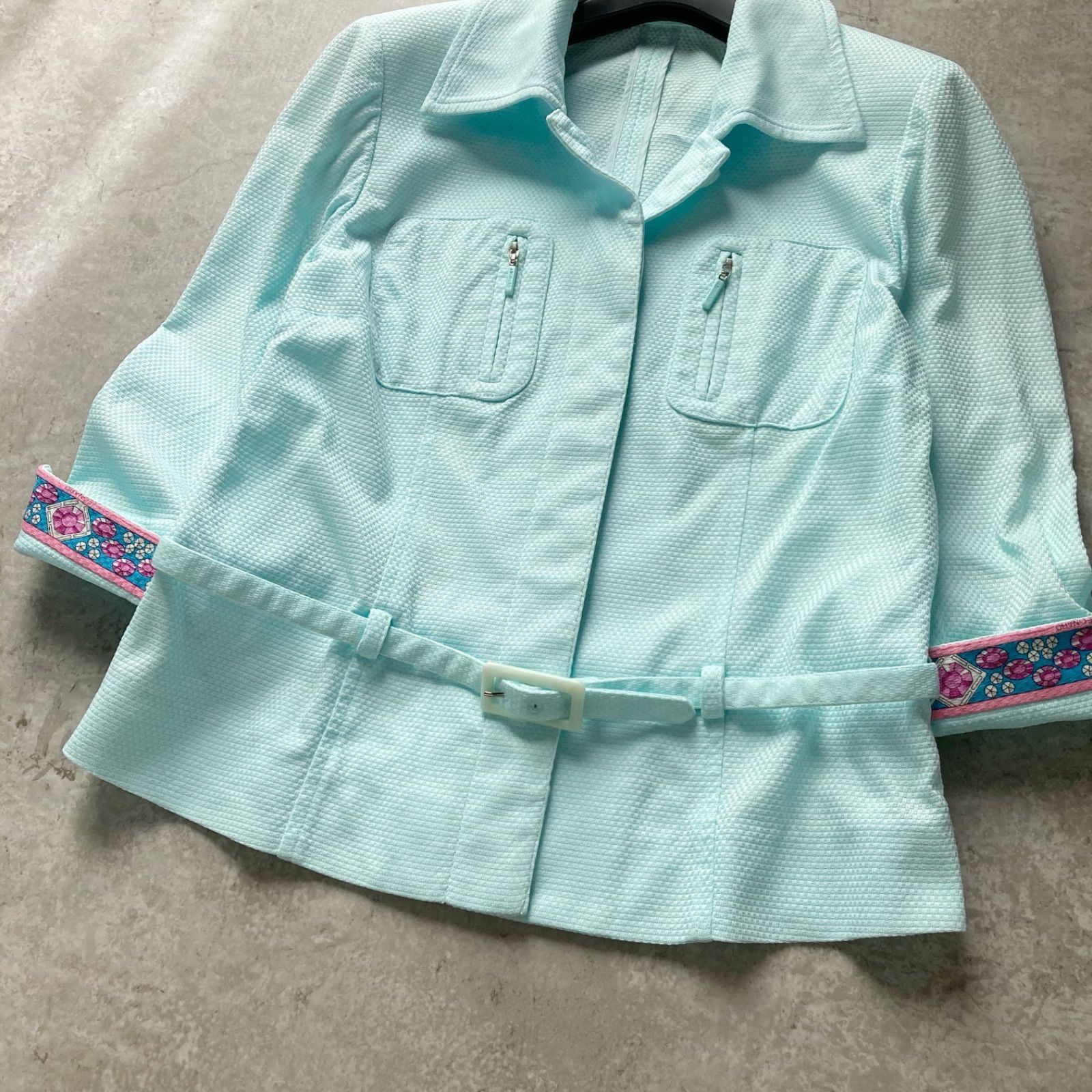 美品 レオナール LEONARD FASHION ジャケット ジュエル柄 宝石 総柄 