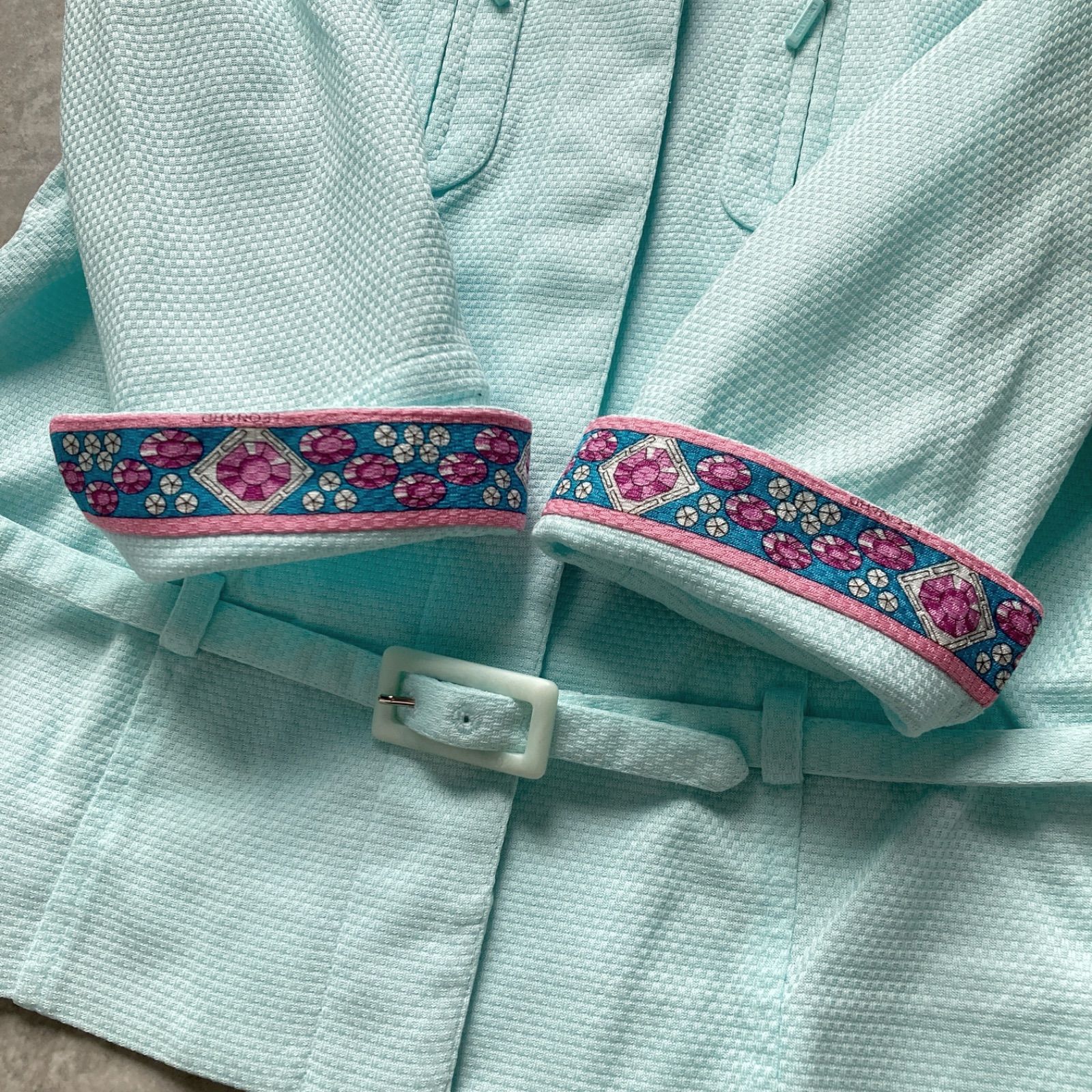 美品 レオナール LEONARD FASHION ジャケット ジュエル柄 宝石 総柄 