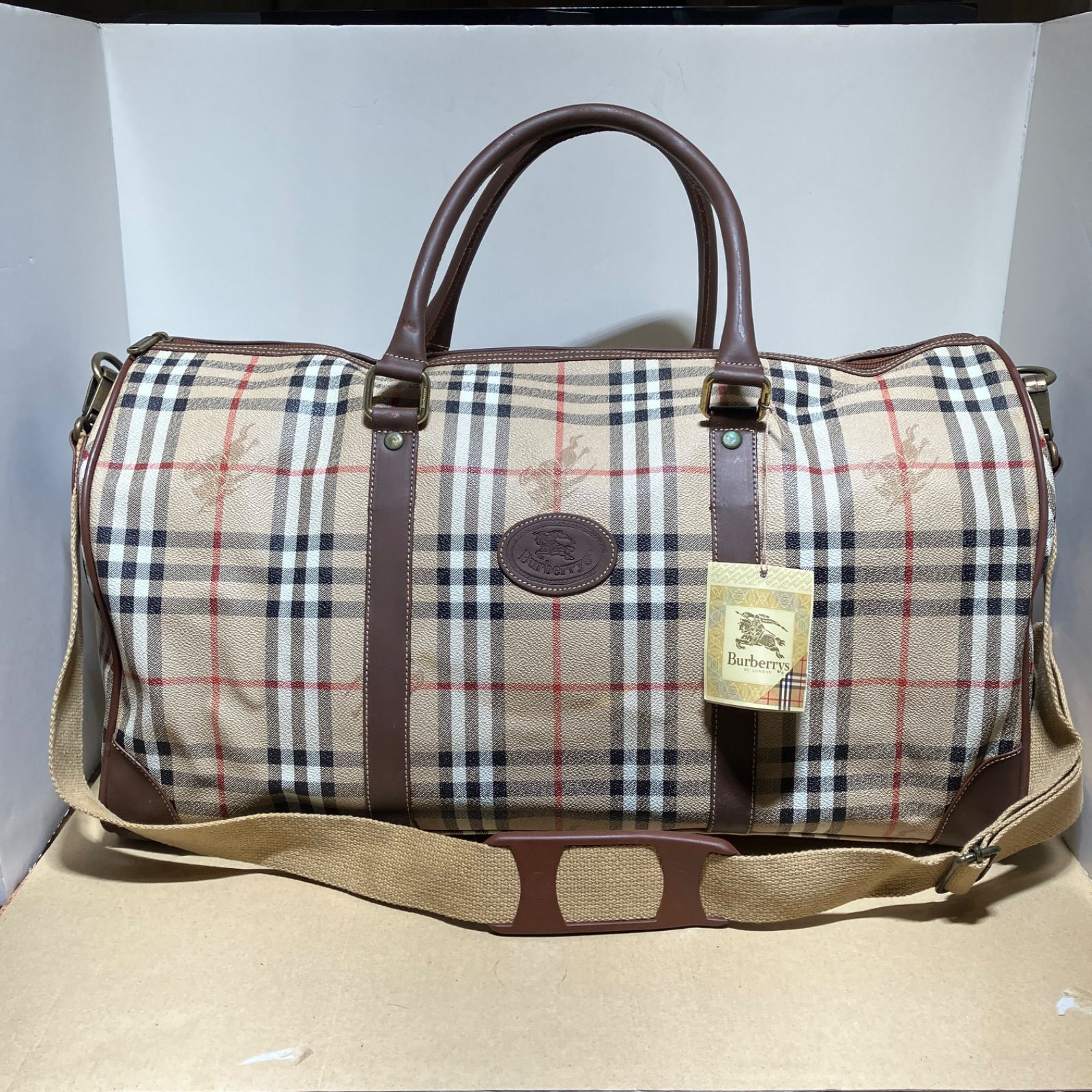 未使用長期保管品 BURBERRY バーバリー ノバチェック ボストン バッグ